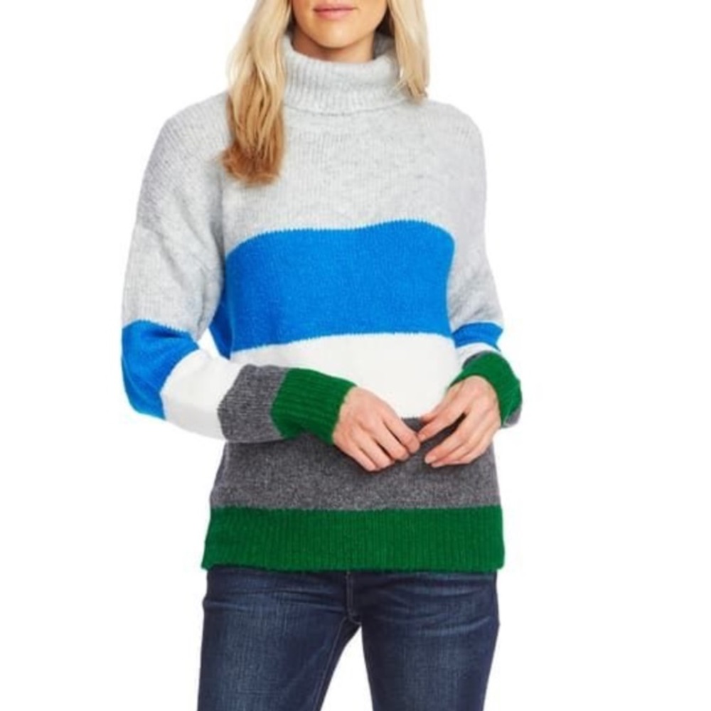 Vince Camuto Wool Blend Colorblock Turtleneck Sweater Size XL